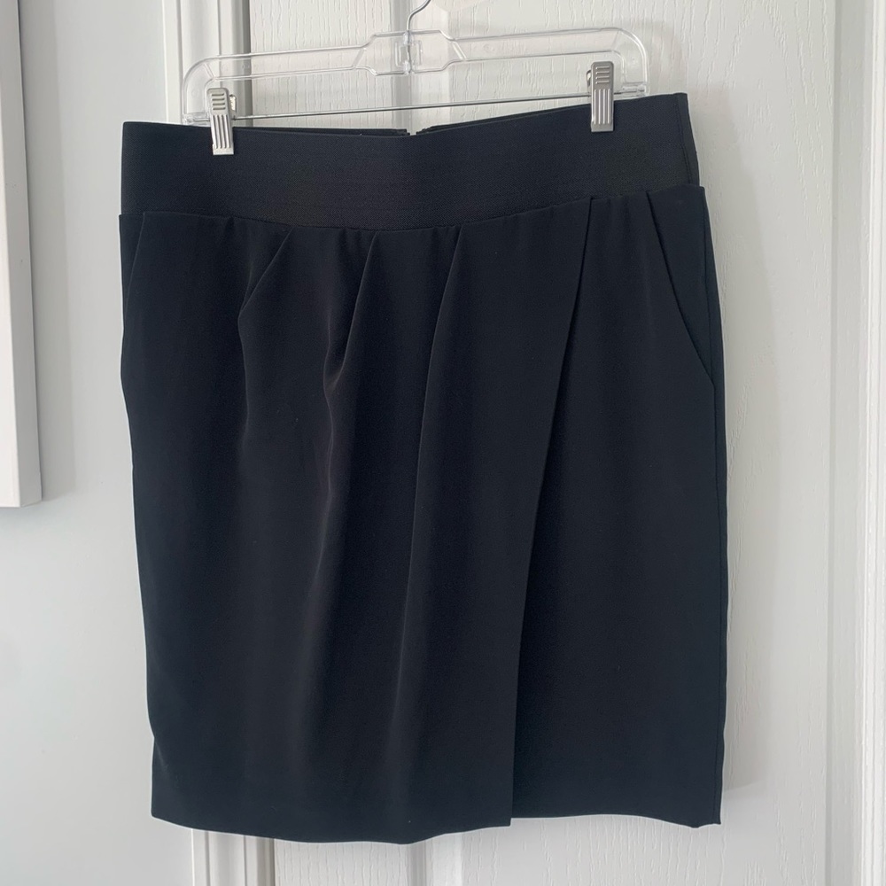 Club Monaco Benellie‎ Skirt 10 faux wrap pleated midi elastic waist pockets